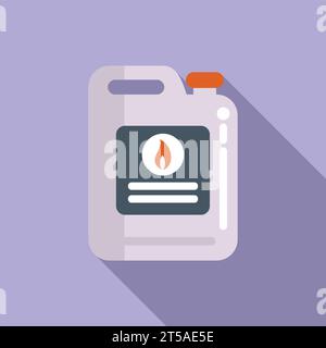New label kerosene canister icon flat vector. Camp lamp oil. Gasoline station Stock Vector