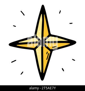 Space doodle star. Hand-drawn decoration isolated on white background. Astronomical object. Universe meteorite, comet sign. Astronomy, astrology, cosm Stock Vector