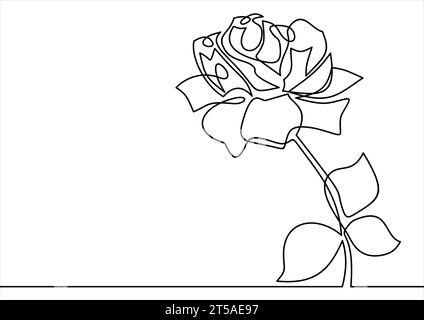 Vector illustration with one dotted rose flower and leaves in black  isolated on white background. Floral elements with open rose in dotwork  style for elegance tattoo design. Corner composition. Stock Vector |