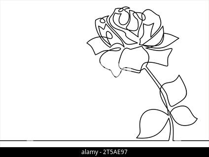 One line rose design. Hand drawn minimalism style vector illustration Stock Vector