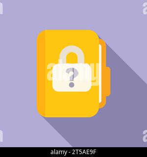 Lock incognito folder icon flat vector. Agent head. Hidden person user Stock Vector