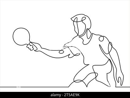 Ping pong player- continuous line drawing Stock Vector