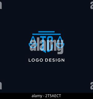 IC monogram initial logo with scales of justice icon design inspiration, vector graphic Stock Vector