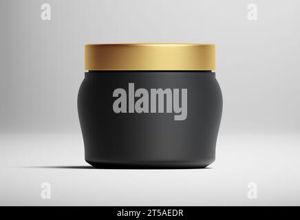 Cosmetic premium packaging round jar container with golden cap isolated 3d illustration Stock Photo