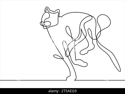 Running line leopard- continuous line drawing Stock Vector