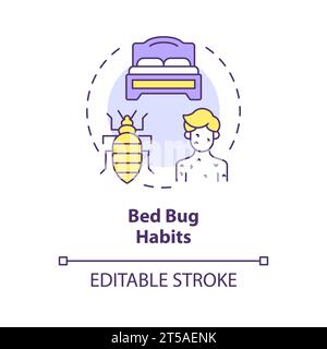 2D simple thin line icon bed bug habits concept Stock Vector