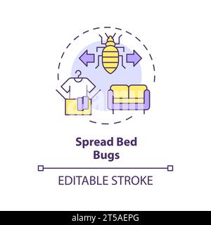 2D simple thin line icon spread bed bugs concept Stock Vector