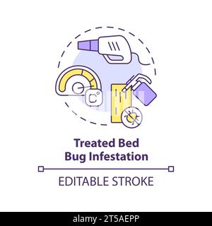 2D simple thin line icon treated bed bug infestation concept Stock Vector