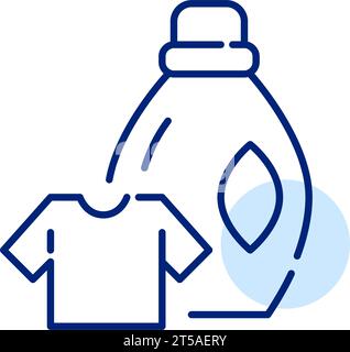 Clean white t shirt and liquid laundry detergent. Pixel perfect icon Stock Vector