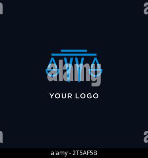 YY monogram initial logo with scales of justice icon design inspiration, vector graphic Stock Vector