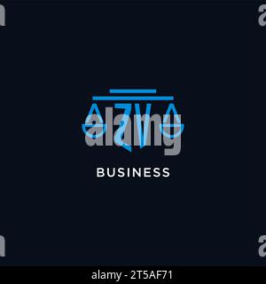 ZV monogram initial logo with scales of justice icon design inspiration, vector graphic Stock Vector