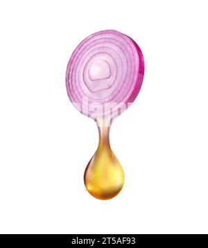 Onion slice oil drop, Onion Slice, Onion Oil, Oil Drop isolated in white background Stock Photo