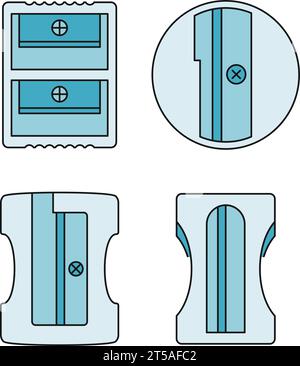 Plastic sharpener icon set. Outline set of plastic sharpener vector icons thin line color flat on white Stock Vector