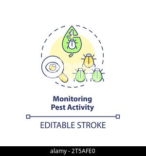 2D simple thin line icon monitoring pest activity concept Stock Vector