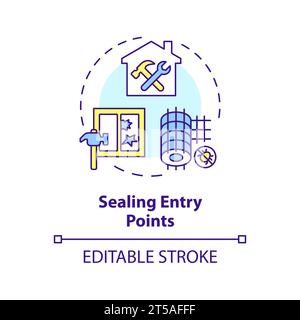 2D simple thin line icon sealing entry points concept Stock Vector