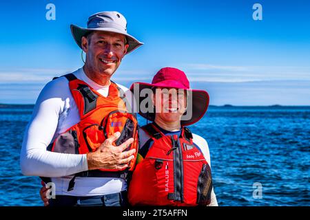 Portrait of a kayaking couple, Porvoo, Finland Stock Photo