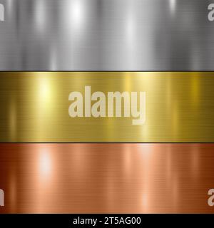 Silver, Gold & Bronze metallic texture background vector illustration Stock Photo
