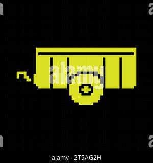 8 bit pixel tractor. farm car object for game assets in vector ...