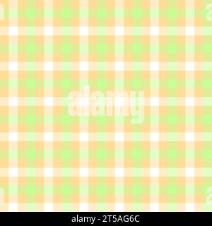 graphic illustrated Checked plaid seamless pattern stripes orange green sour Stock Vector