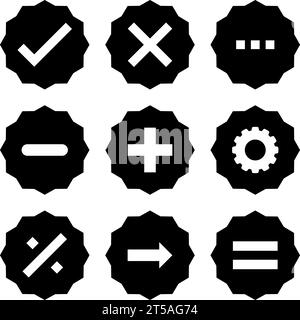 graphic illustrated Mathematics right wrong plus divide arrow icon set vector Stock Vector