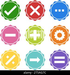 graphic illustrated Mathematics right wrong correct customize zigzag star icon set Stock Vector