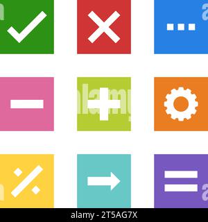 graphic illustrated Mathematics right wrong customize square symbol icon Stock Vector