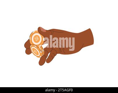 Playing chips in hands flat illustration. Trick with chips. Magician. Black-skinned player in casino. Vector illustration for gambling industry Cards, Stock Vector