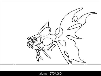 fish vector-continuous line drawing.Vector illustration Stock Vector