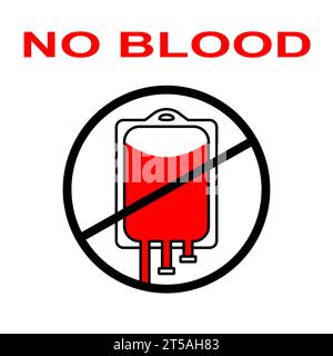 A label depicting the refusal of blood transfusion. Bloodless methods of treatment and surgery. Icon for keychain. Editable stroke Stock Vector