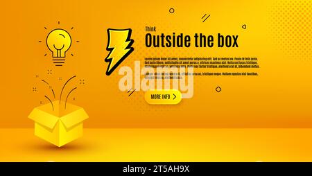 Light bulb vector background. Idea lamp light with thunderbolt icon. Creative mind or eureka moment. Think outside the box background. Stock Vector