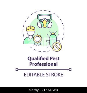 2D simple thin line icon qualified pest professional concept Stock Vector