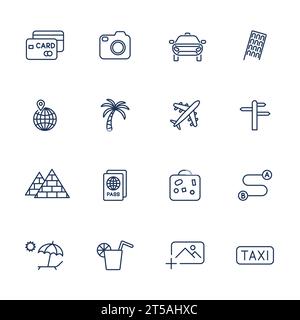 Set with different travel icons Stock Vector