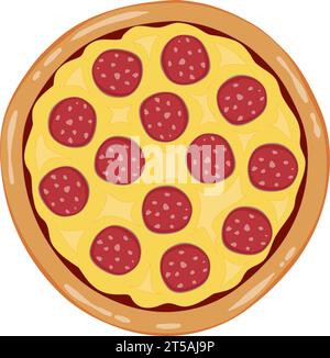 graphic illustrated Pepperoni a whole pizza illustration vector Stock Vector