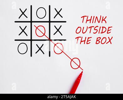 Think outside the box. Thinking in an original and creative way. Different, unconventional, novel, or creative thinking. Stock Photo