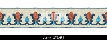 Horizontal border mosaic tiles, vector pattern Stock Vector