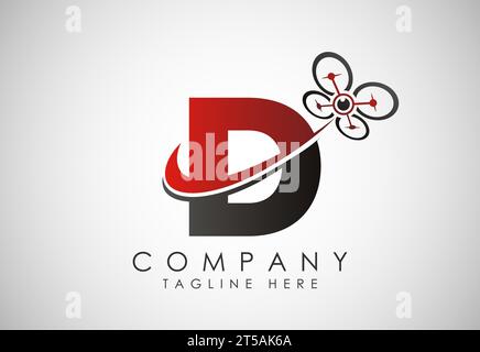 Letter drone logo design vector template. Drone technology logo sign symbol Stock Vector