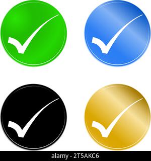 graphic illustrated Right correct icon set outline gradient colors circle Stock Vector