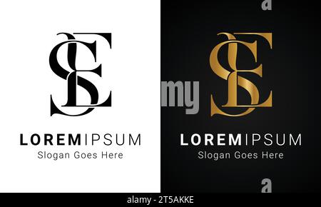 Luxury Initial ES or SE Monogram Text Letter Logo Design Stock Vector