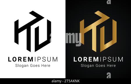 Luxury Initial UK or KU Monogram Text Letter Logo Design Stock Vector