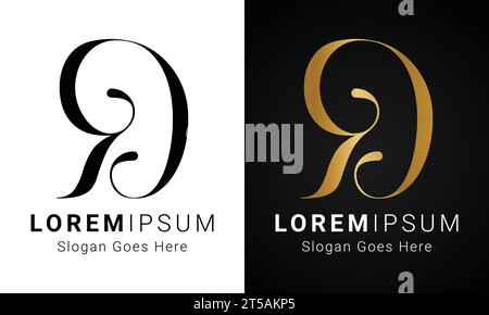 Luxury Initial RD or DR Monogram Text Letter Logo Design Stock Vector