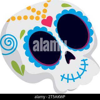 Mexican painted skull isolated illustration Stock Vector Image & Art ...