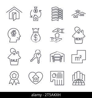 Real estate icon suitable for info graphics, websites and print media skyscaper, garage, city, bilding and other. Vector, flat icon, clip art. Icons Stock Vector