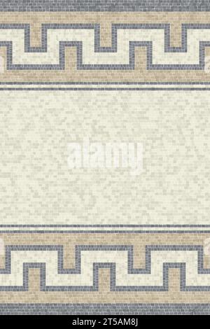 Decorative border pattern with mosaic tile, seamless vector illustration Stock Vector
