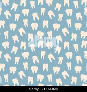 seamless dental pattern with white teeth- vector illustration Stock Vector