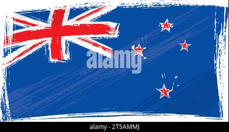 New Zealand national flag created in grunge style Stock Vector