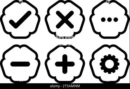 graphic illustrated Right wrong customize Jagged shape buttons icon set Stock Vector
