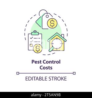 2D simple thin line icon pest control costs concept Stock Vector