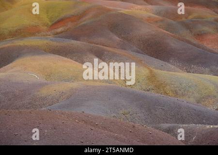 Seven Coloured Earths or Terres des Sept Couleurs Geopark in Chamarel, Mauritius Stock Photo