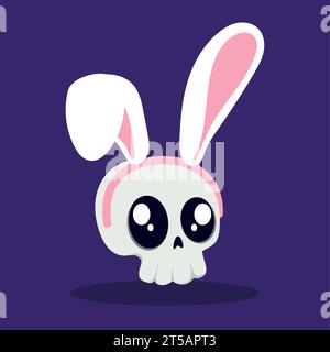 Isolated cute skull with rabbit ears Vector Stock Vector