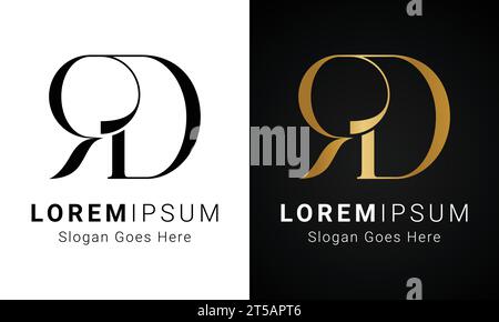Luxury Initial RD or DR Monogram Text Letter Logo Design Stock Vector